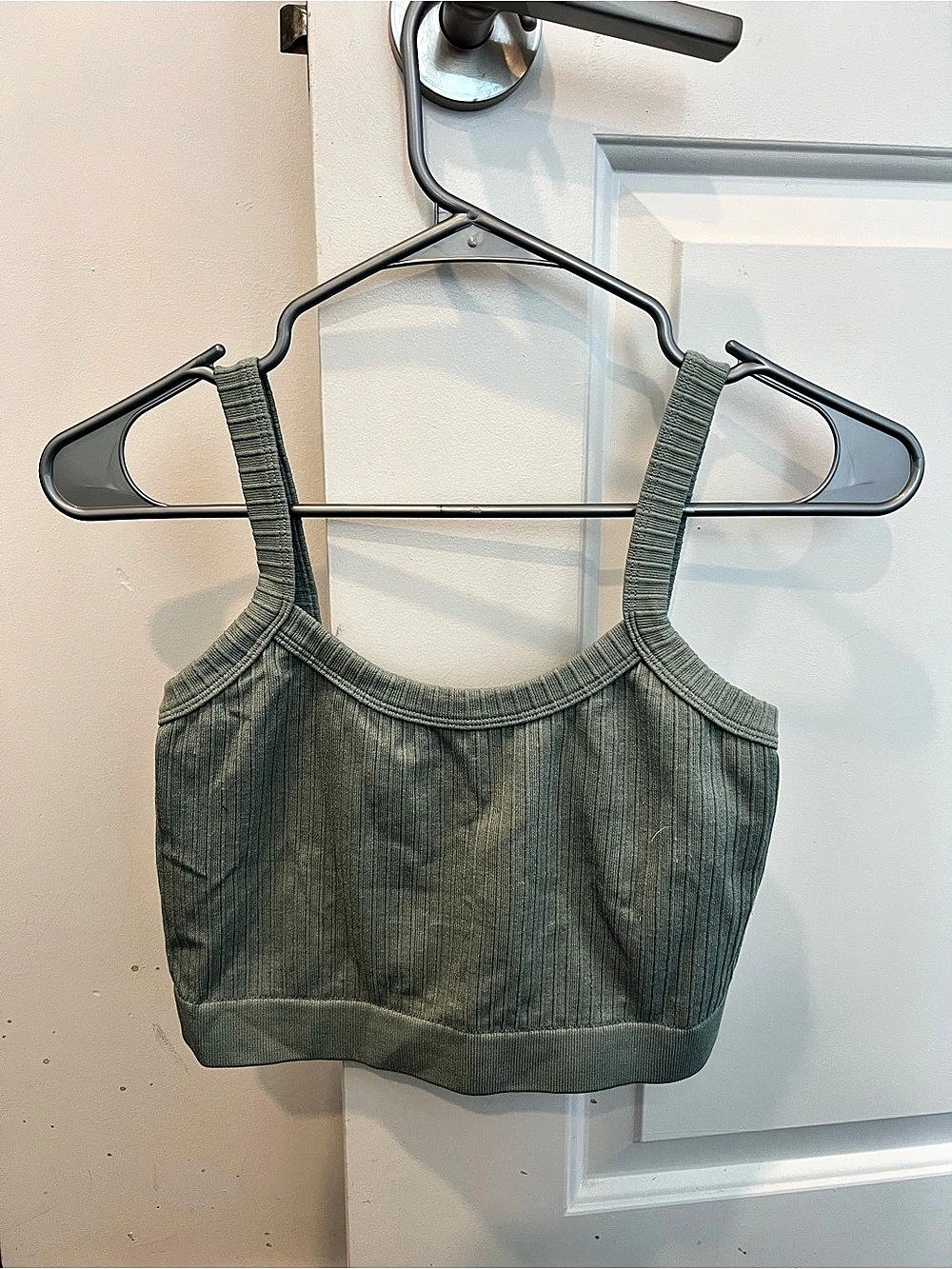 PRIMARK Ribbed Cropped Tank Top in Green Size Medium Like New